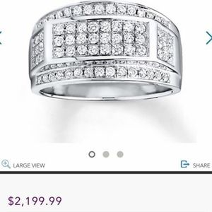Mens 1 ct tw Diamonds 10K White Gold Ring For Sale
